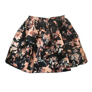Floral A Line Skirt Black Blush Watercolor Print Size 7 Feminine Cute Boho Girly
